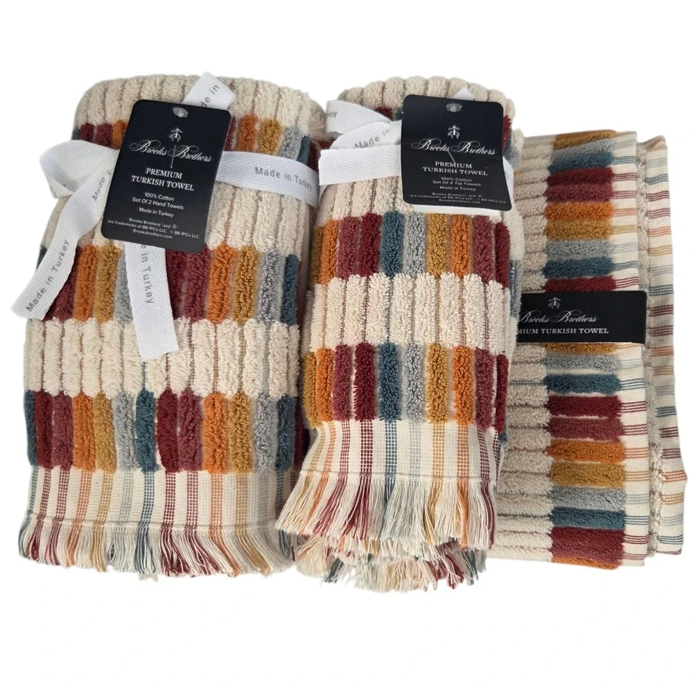 Brooks Brothers 6pc‎ Premium Turkish Cotton Towel Set Multi 2 Bath 2 Hand 2 Tip